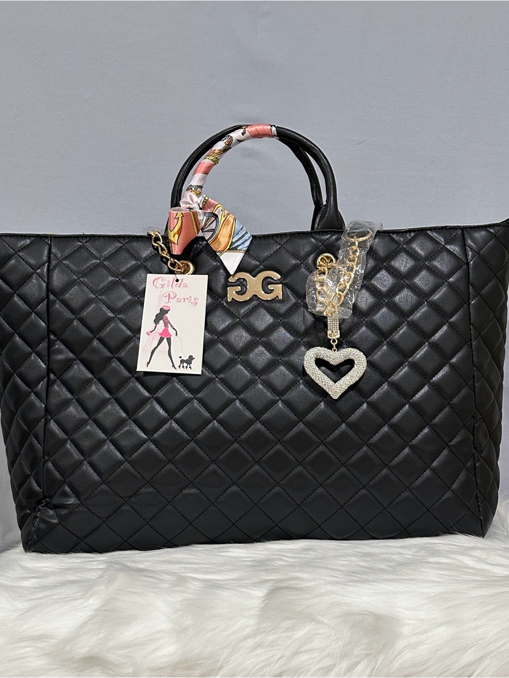 Gilda Paris Black Large Quilted Tote bag NWT’S
